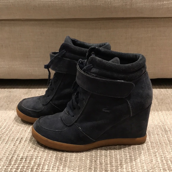 navy wedge sneakers
